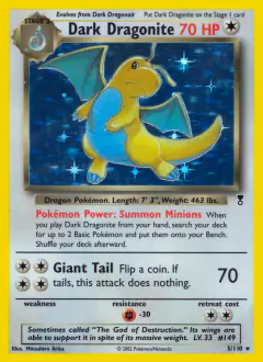 Dark Dragonite Rare Holo card from Legendary Collection