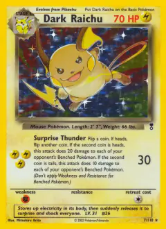 Dark Raichu Rare Holo card from Legendary Collection