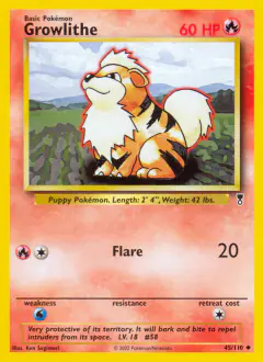 Growlithe Uncommon card from Legendary Collection