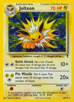 Jolteon Rare Holo card from Legendary Collection