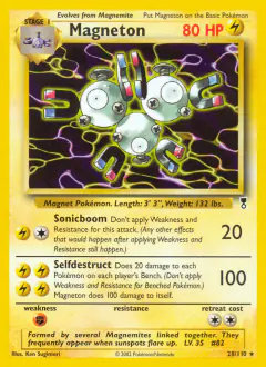 Magneton Rare card from Legendary Collection