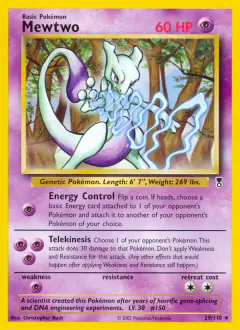Mewtwo Rare card from Legendary Collection