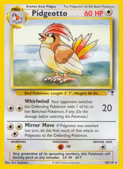Pidgeotto Rare card from Legendary Collection
