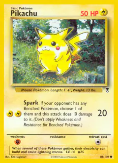 Pikachu Common card from Legendary Collection