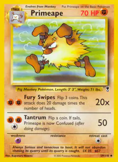 Primeape Uncommon card from Legendary Collection