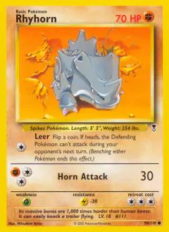 Rhyhorn Common card from Legendary Collection