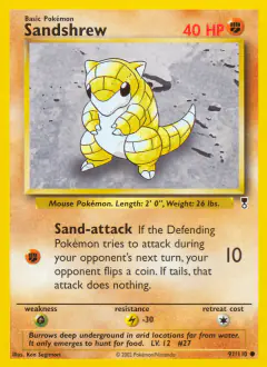 Sandshrew Common card from Legendary Collection
