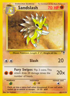 Sandslash Uncommon card from Legendary Collection