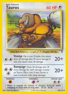 Tauros Uncommon card from Legendary Collection