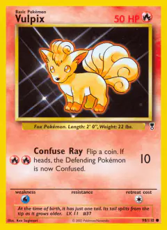 Vulpix Common card from Legendary Collection