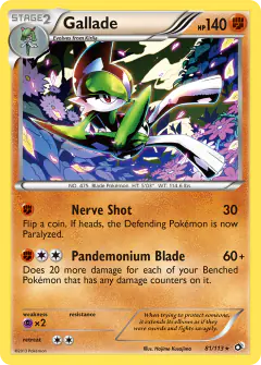 Gallade Rare card from Legendary Treasures