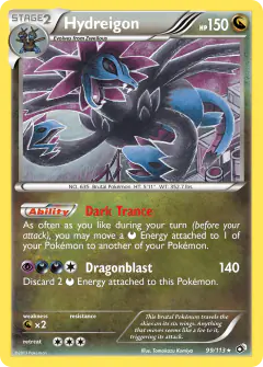 Hydreigon Rare Holo card from Legendary Treasures