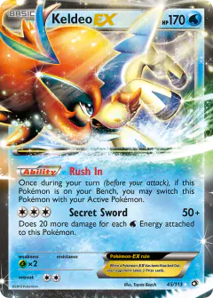 Keldeo-EX Rare Holo EX card from Legendary Treasures