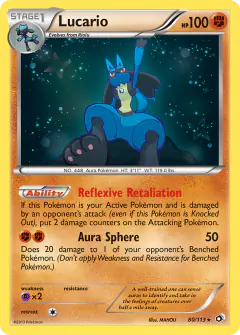 Lucario Rare Holo card from Legendary Treasures