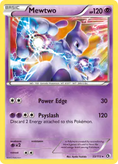 Mewtwo Rare Holo card from Legendary Treasures