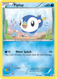 Piplup Common card from Legendary Treasures