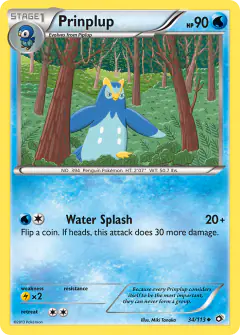 Prinplup Uncommon card from Legendary Treasures