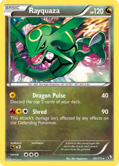 Rayquaza Rare Holo card from Legendary Treasures