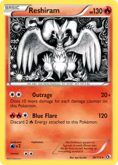 Reshiram Rare Holo card from Legendary Treasures