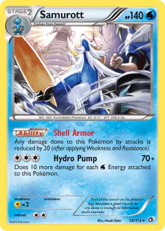 Samurott Rare Holo card from Legendary Treasures