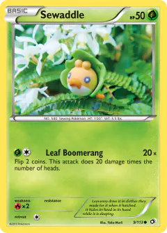 Sewaddle Common card from Legendary Treasures