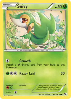 Snivy Common card from Legendary Treasures