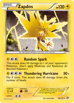 Zapdos Rare Holo card from Legendary Treasures