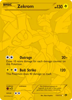 Zekrom Rare Secret card from Legendary Treasures