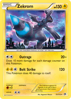 Zekrom Rare Holo card from Legendary Treasures