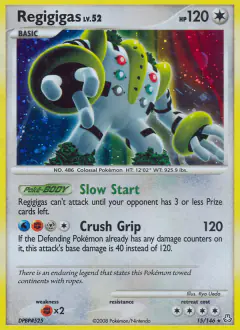 Regigigas Rare Holo card from Legends Awakened