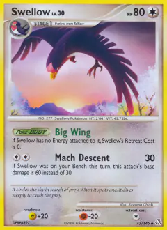 Swellow Uncommon card from Legends Awakened