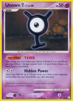 Unown [Y] Uncommon card from Legends Awakened