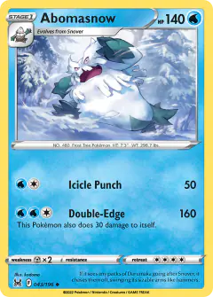 Abomasnow Uncommon card from Lost Origin