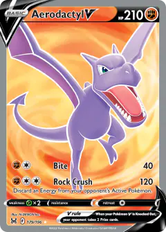 Aerodactyl V Rare Ultra card from Lost Origin