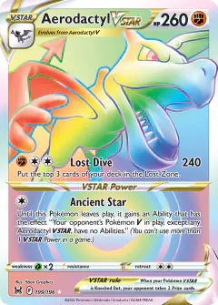 Aerodactyl VSTAR Rare Rainbow card from Lost Origin