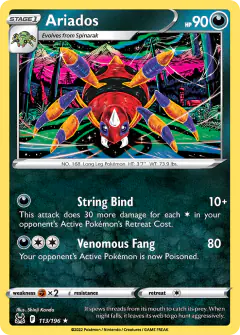 Ariados Rare card from Lost Origin