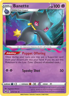 Banette Rare card from Lost Origin