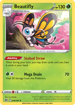 Beautifly Rare Holo card from Lost Origin