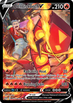 Centiskorch V Rare Holo V card from Lost Origin