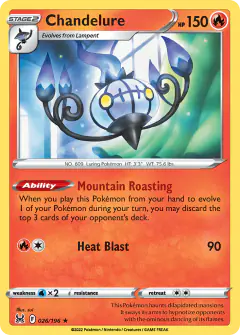 Chandelure Rare Holo card from Lost Origin