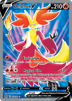 Delphox V Rare Ultra card from Lost Origin