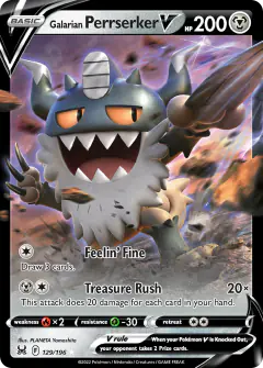 Galarian Perrserker V Rare Holo V card from Lost Origin
