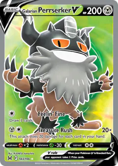 Galarian Perrserker V Rare Ultra card from Lost Origin