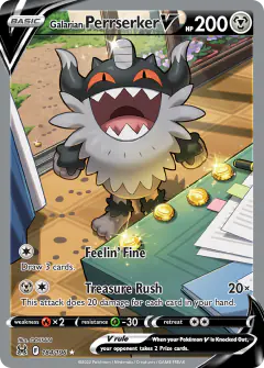 Galarian Perrserker V Rare Ultra card from Lost Origin