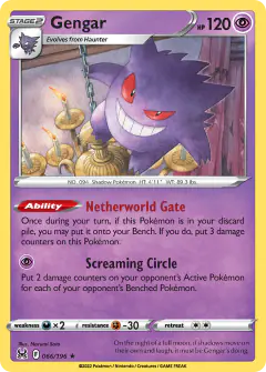Gengar Rare Holo card from Lost Origin