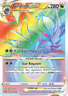 Giratina VSTAR Rare Rainbow card from Lost Origin