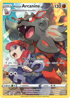 Hisuian Arcanine Trainer Gallery Rare Holo card from Lost Origin