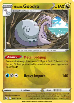 Hisuian Goodra Rare Holo card from Lost Origin