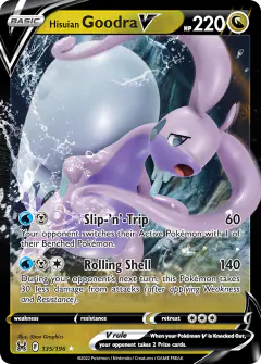 Hisuian Goodra V Rare Holo V card from Lost Origin