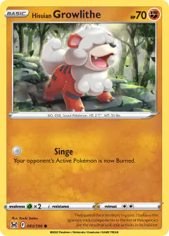 Hisuian Growlithe Common card from Lost Origin